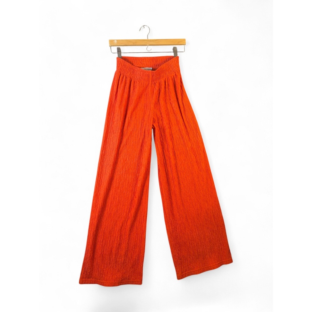 Lovepoem by Bloom Orange Crinkle Wide Leg Palazzo Pants High Waist Casual XL